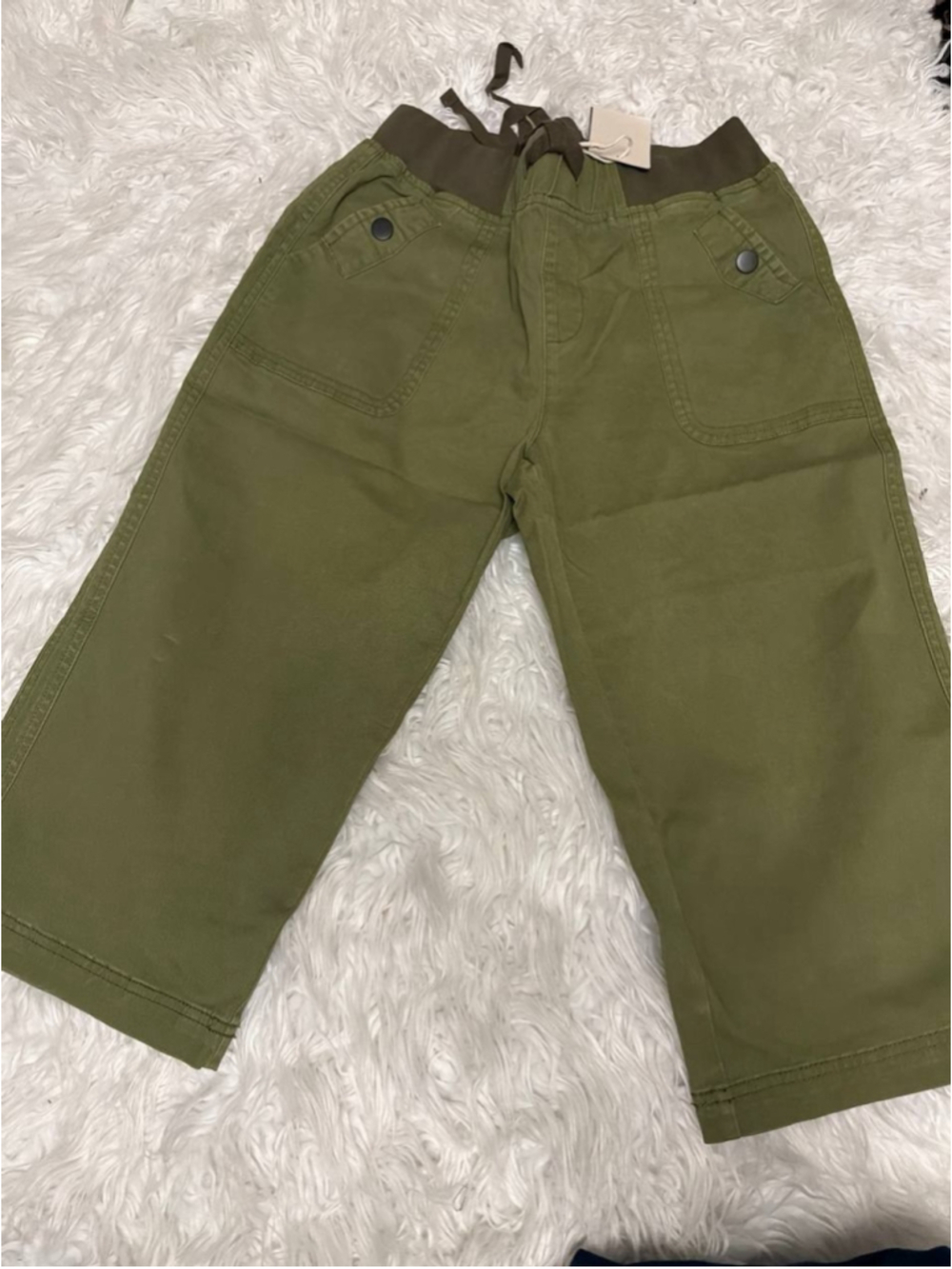 Flamingals Straight Leg High Waist Capri Pants Drawstring Button Decor Sz S - Picture 3 of 5